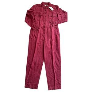 Outerknown SEA Wine Red Jumpsuit Long Sleeve Cotton Linen Blend Size Medium NWT